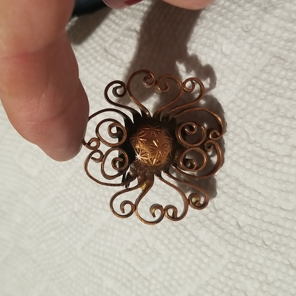 Vintage Copper Filigree Pin - Picture 4 of 4